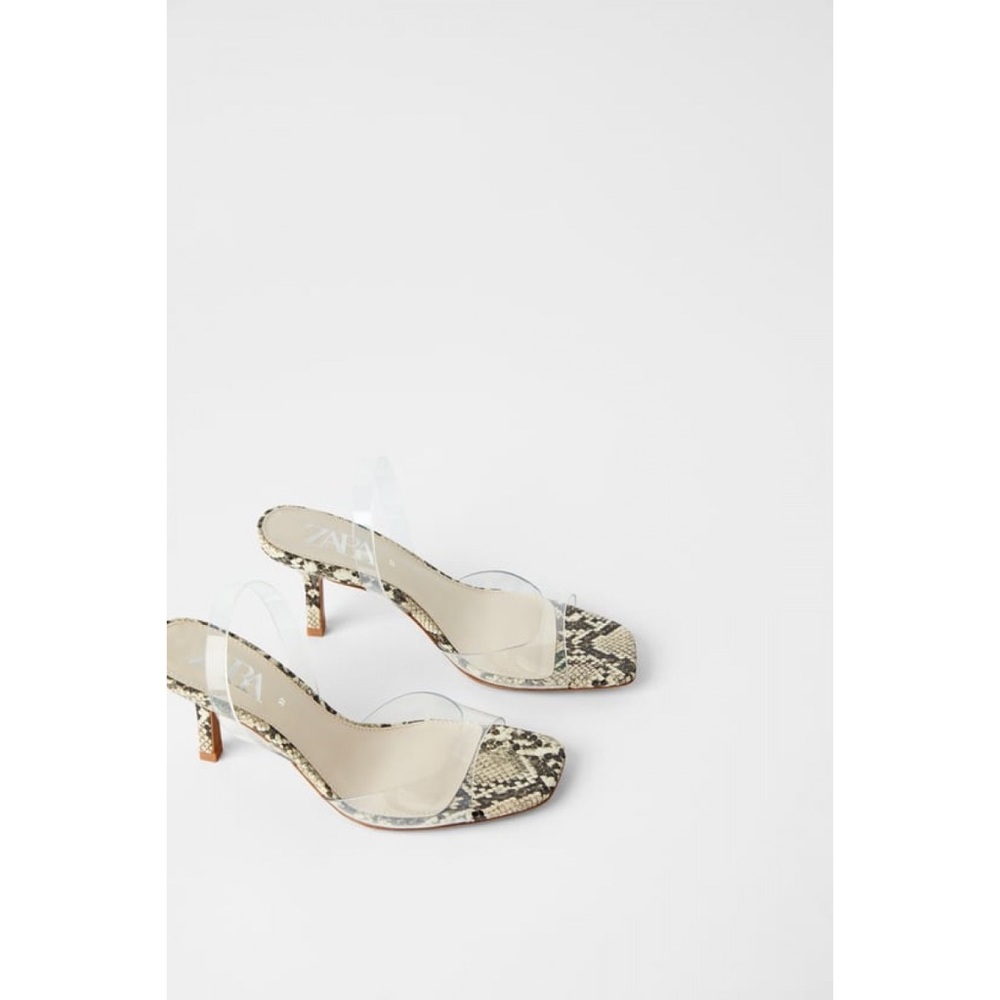 Zara Vinyl and Snake Skin Slingback Heels